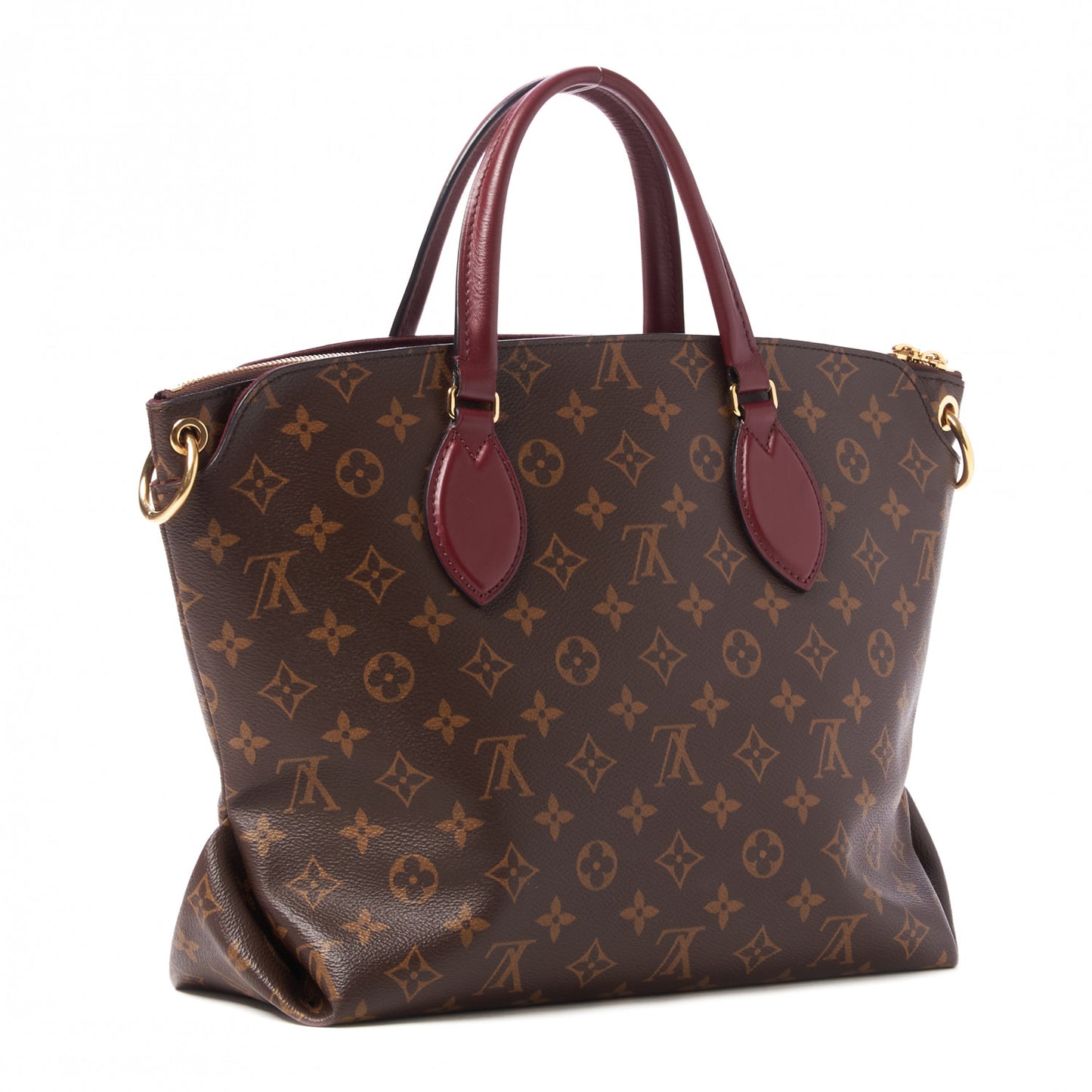 Monogram Flower Zipped Tote MM Bordeaux