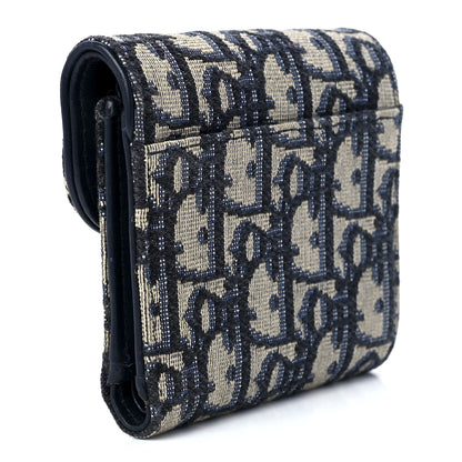 Christian Dior Oblique Saddle Lotus Wallet Blue 3 of 11