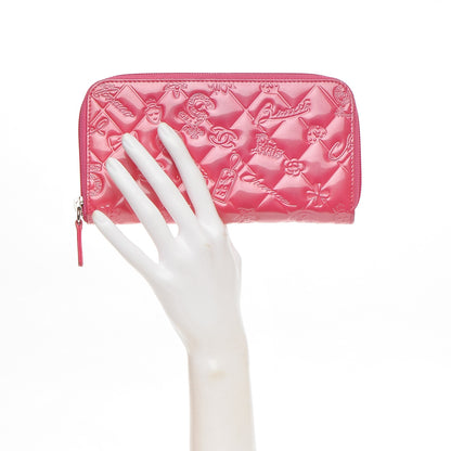 Chanel Patent Calfskin Lucky Symbols Zip Around Wallet Fuchsia 2 of 9