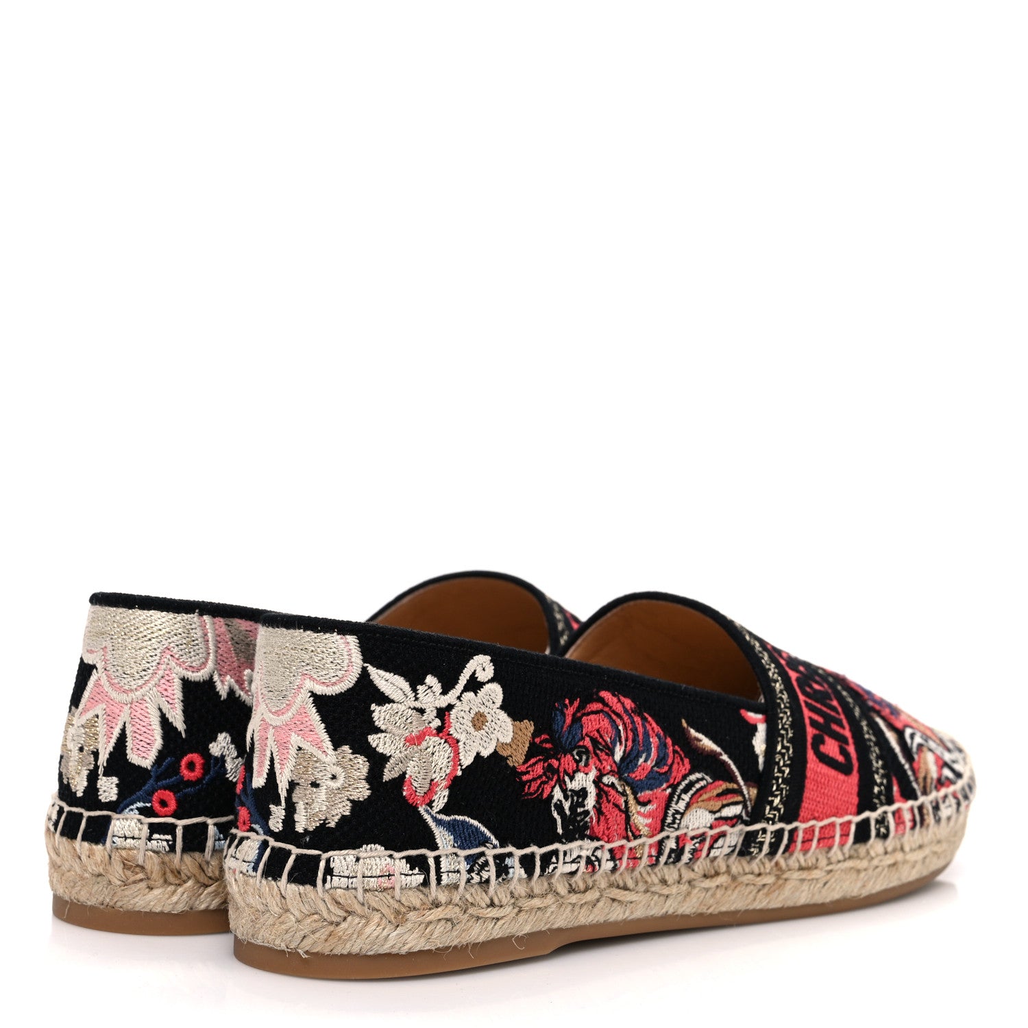 Christian Dior Canvas Embroidered Pop Granville Espadrille 40.5 Black Multicolor 5 of 13