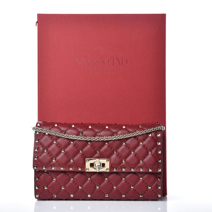 Valentino Garavani Nappa Rockstud Spike Wallet on Chain Rubino 8 of 8