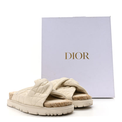 Christian Dior Calfskin Cannage Dtwist Espadrille Platform Sandals 36 White 9 of 9