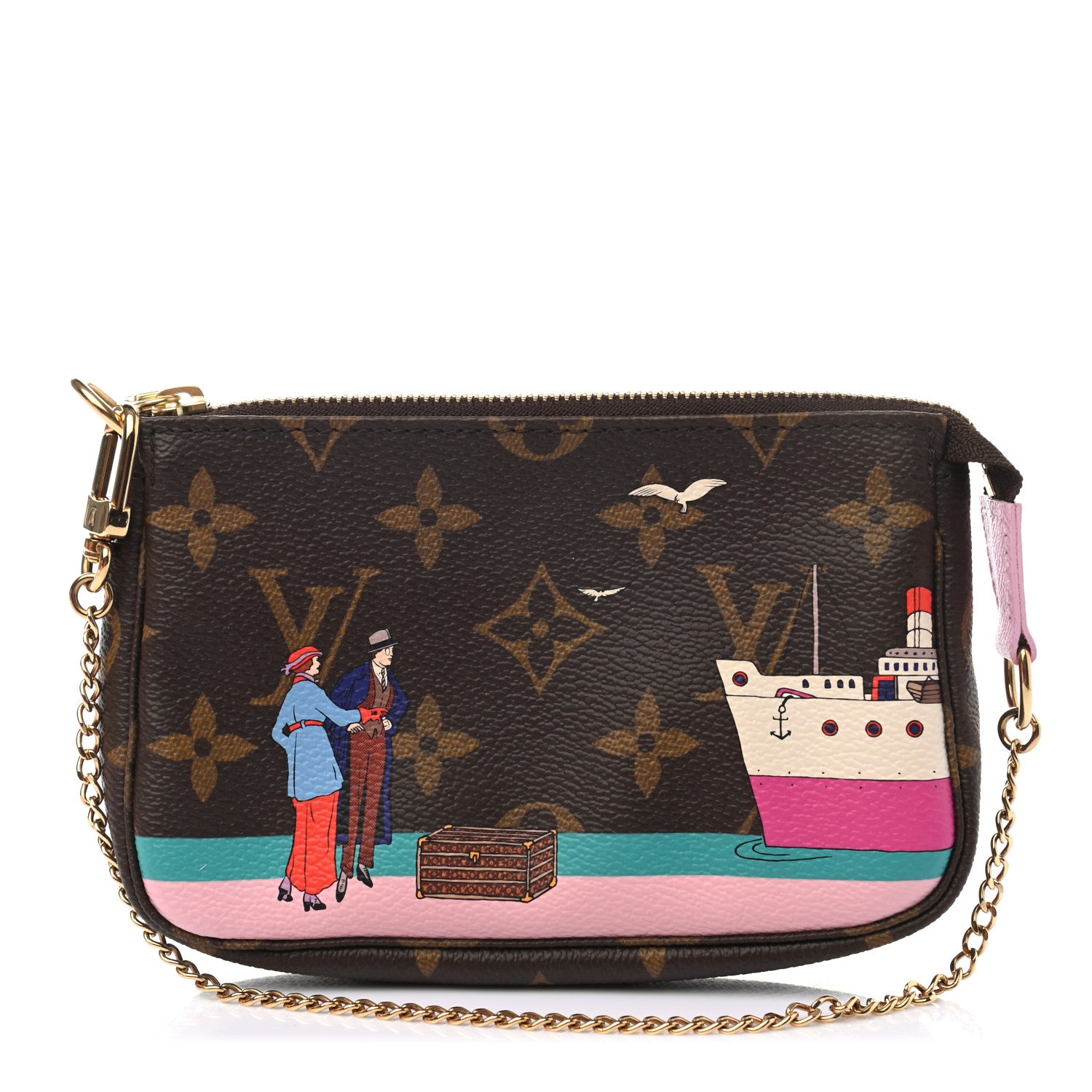 Louis Vuitton Monogram 2016 Christmas Animation Mini Pochette Accessories Rose Ballerine 1 of 7