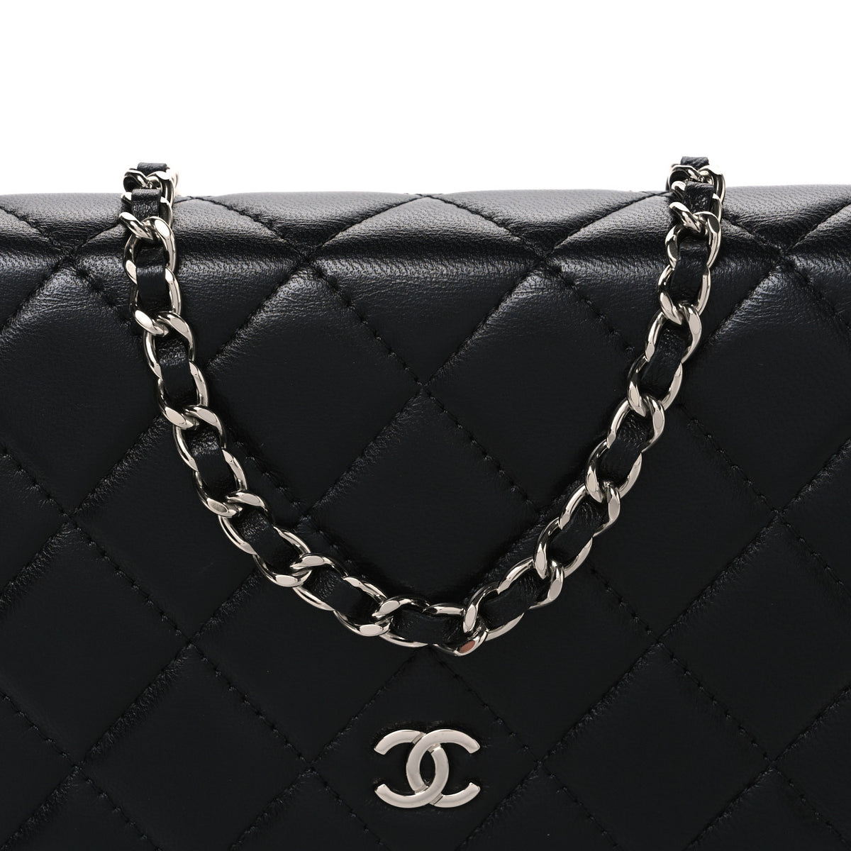 Chanel Lambskin Quilted Wallet On Chain WOC Black 9 of 11