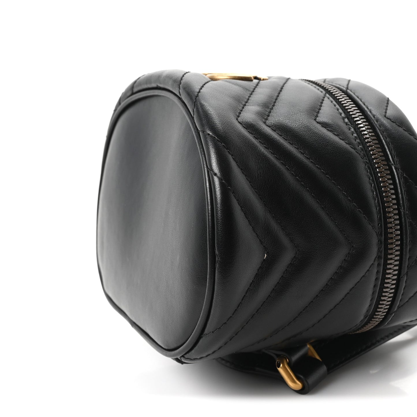 Calfskin Matelasse Mini GG Marmont Round Backpack Black