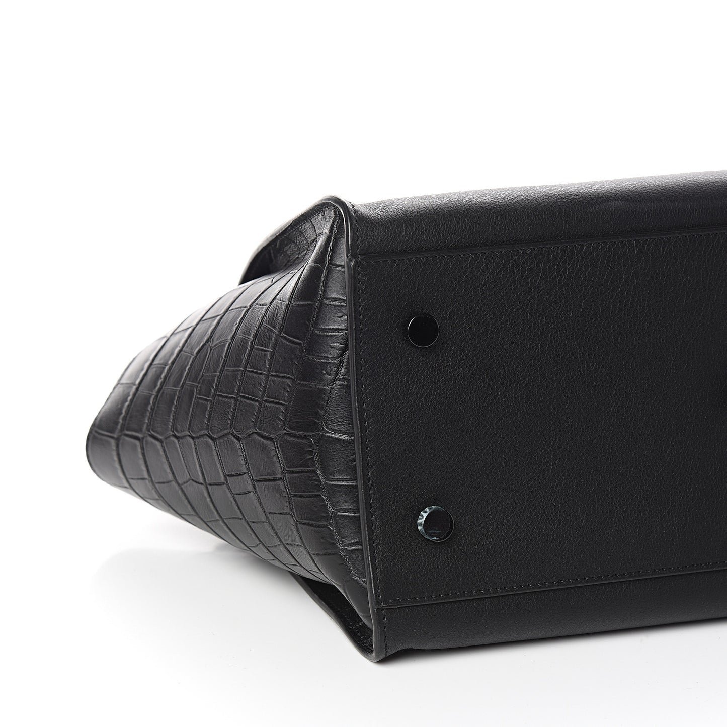 Smooth Calfskin Crocodile Embossed Small Monogram Downtown Cabas Black