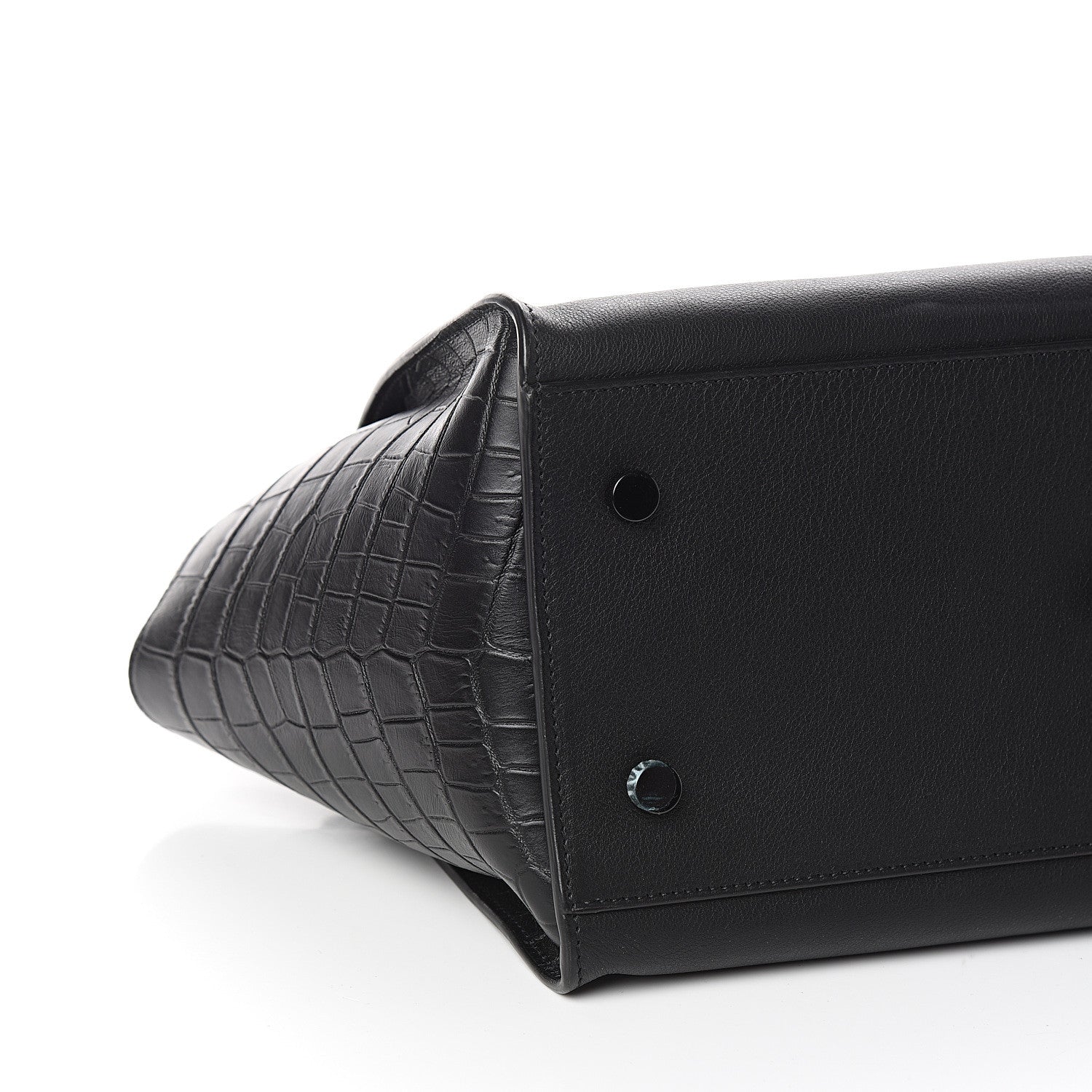 Saint Laurent Smooth Calfskin Crocodile Embossed Small Monogram Downtown Cabas Black 6 of 9