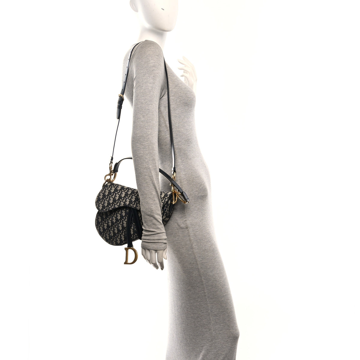 Christian Dior Oblique Saddle Bag With Strap Blue 2 of 10