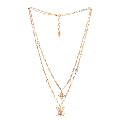 Louis Vuitton Metal Crystal Lady LV Necklace Gold 3 of 7