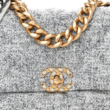 Chanel Tweed Quilted Large Chanel 19 Flap Grey 7 of 9