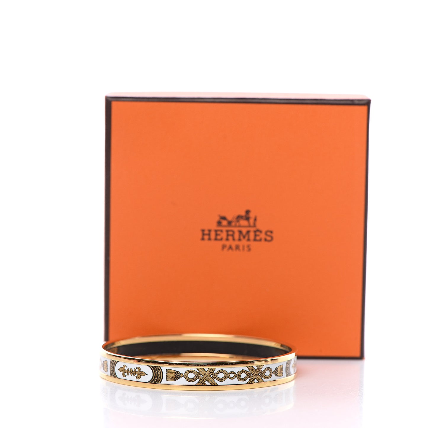Enamel Printed Grand Apparat Narrow Bracelet 70 White