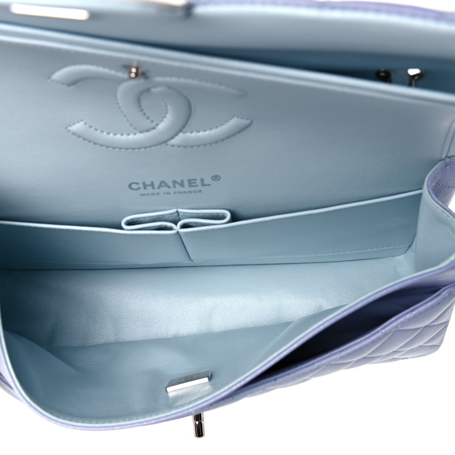 Chanel Perforated Lambskin Quilted Medium Double Flap Light Blue Light Purple White 5 of 10