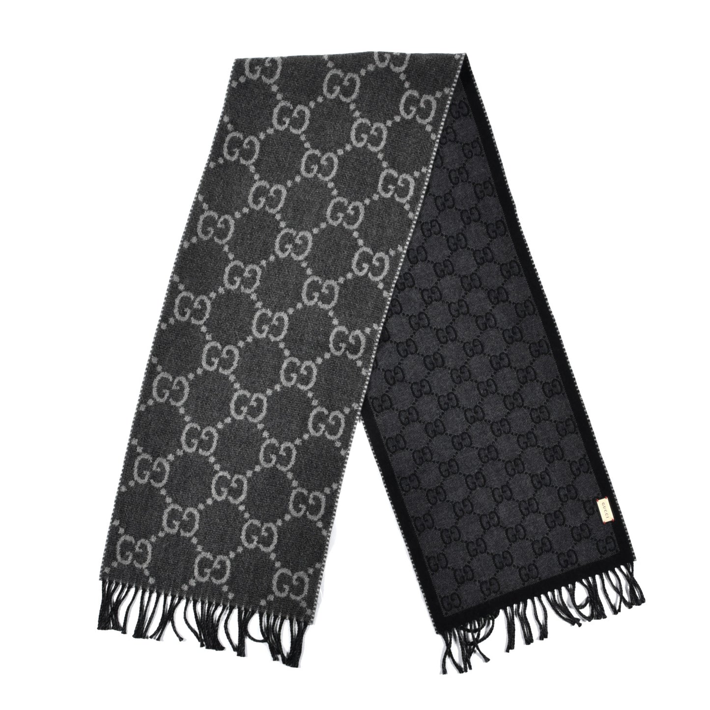 Wool GG Monogram Doubly G Scarf Anthracite Black