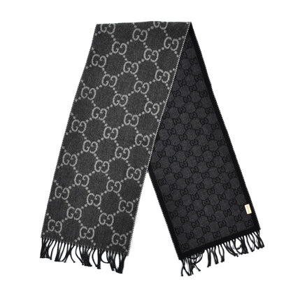 Gucci Wool GG Monogram Doubly G Scarf Anthracite Black 2 of 4
