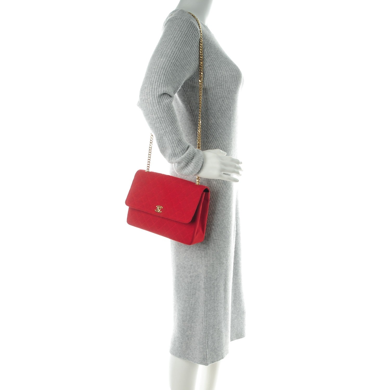 Chanel Jersey Quilted Small Single Flap Red 2 of 10