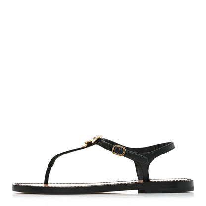 Chanel Lambskin CC Thong Sandals 35.5 Black Gold 1 of 9
