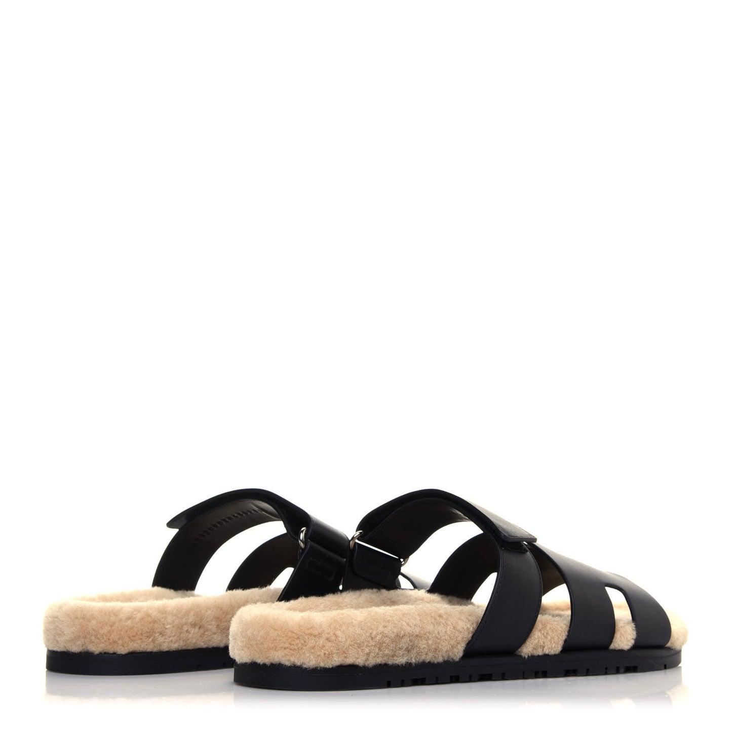 Veau Indios Woolskin Mens Chypre Sandals 45 Black Ecru