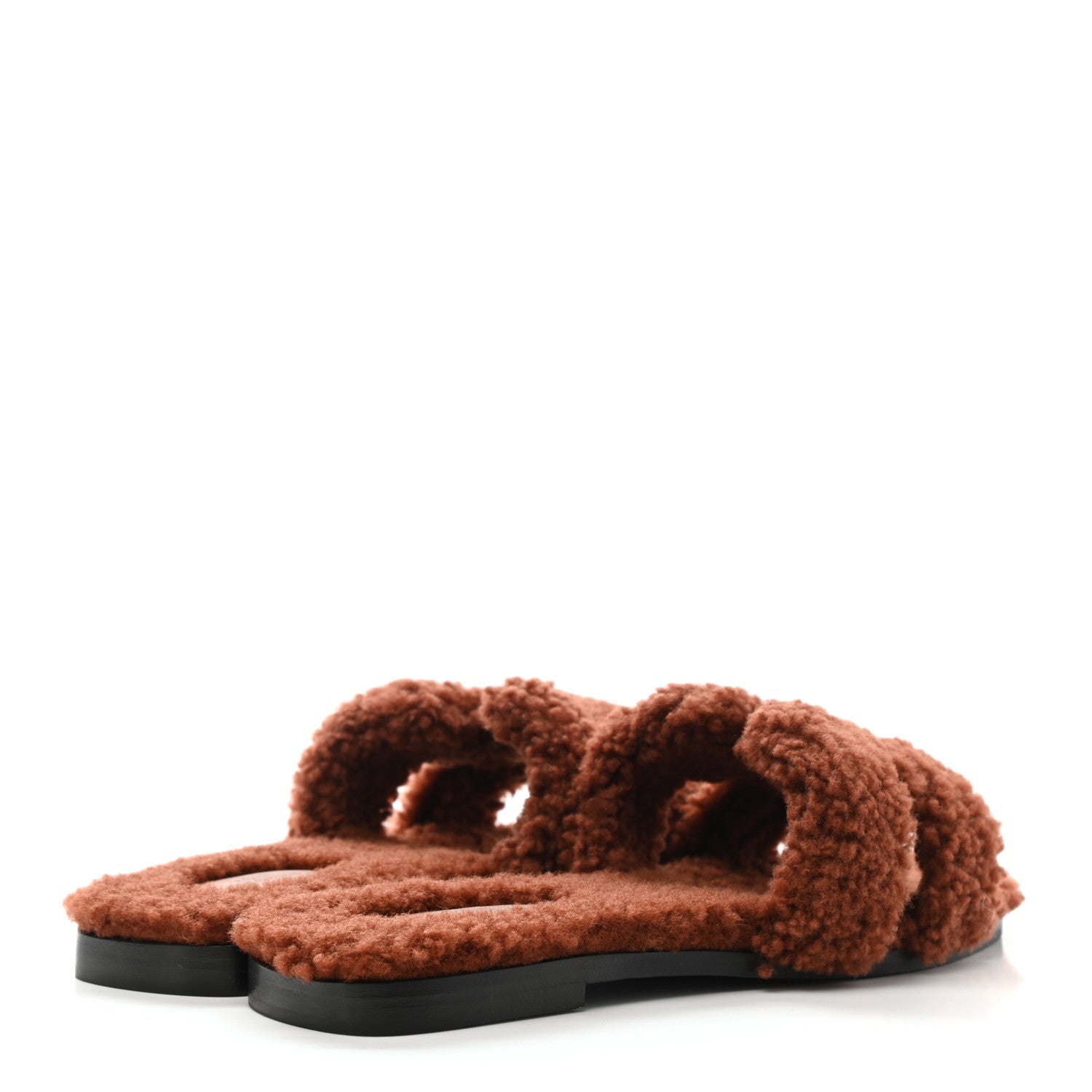 Hermes Woolskin Oran Sandals 39 Cognac 4 of 8