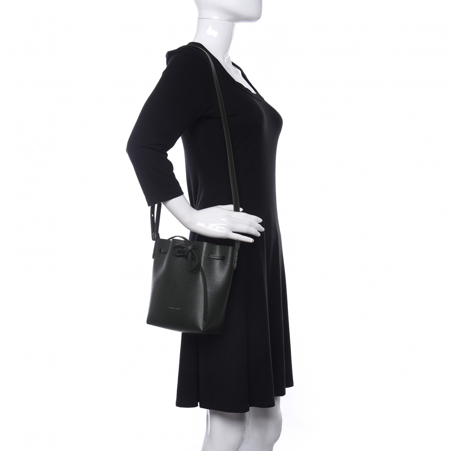 Mansur Gavriel Saffiano Mini Mini Bucket Bag Dark Green 2 of 9