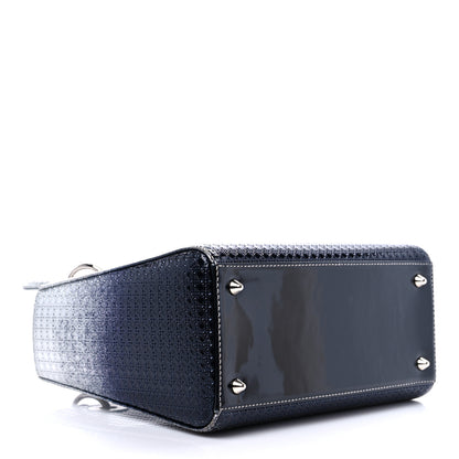 Christian Dior Metallic Patent Micro-Cannage Gradient Medium Lady Dior Silver Blue 3 of 17