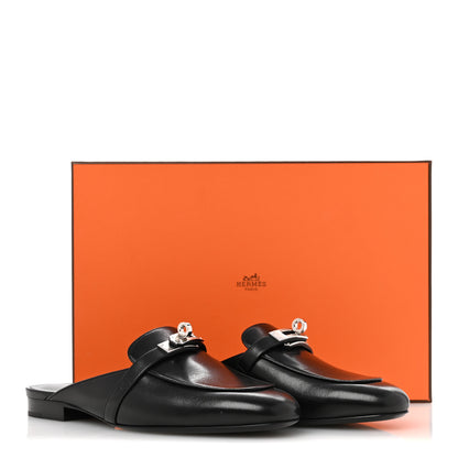Hermes Goatskin Oz Mules 37 Black 10 of 10