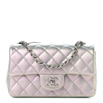 Chanel Iridescent Calfskin Quilted Mini Rectangular Flap Light Purple 1 of 9
