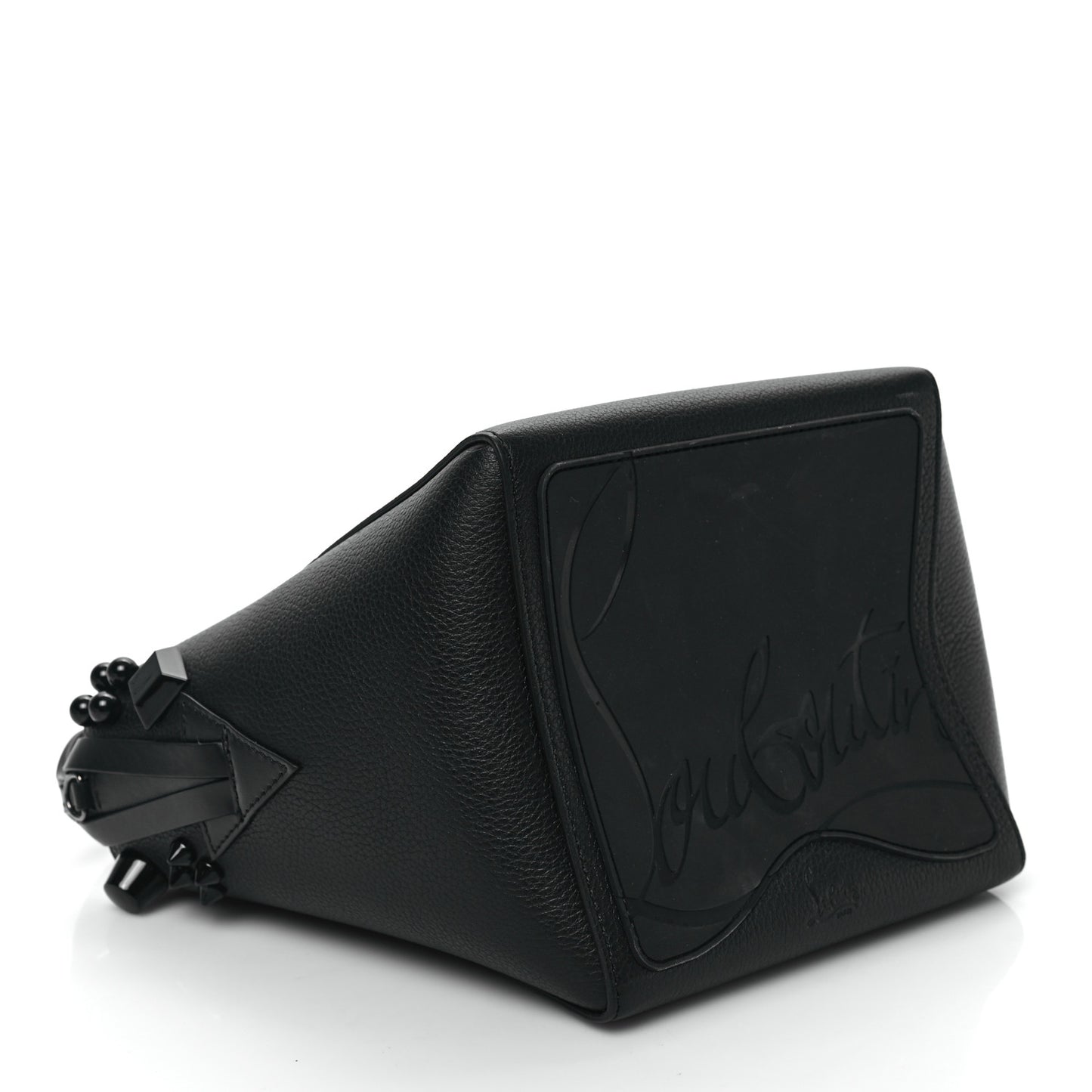 Calfskin Empire Spike Studded Mini Cabachic Bucket Bag Black