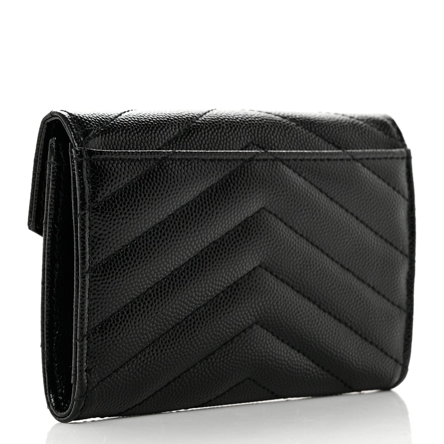 Grain De Poudre Matelasse Chevron Small Monochrome Monogram Envelope Wallet Black