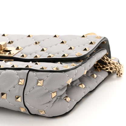 Valentino Garavani Lambskin Small Rockstud Spike Shoulder Bag Pastel Grey 9 of 10