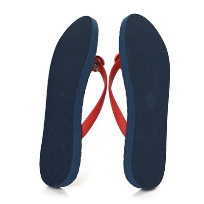 Gucci Rubber Chevron Womens Thong Sandals 10 Blue Red 5 of 7