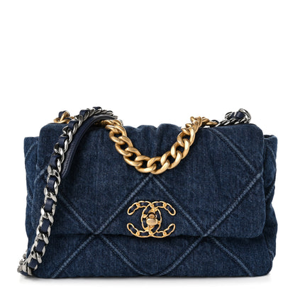 Chanel Denim Quilted Medium Chanel 19 Flap Blue 1 of 10