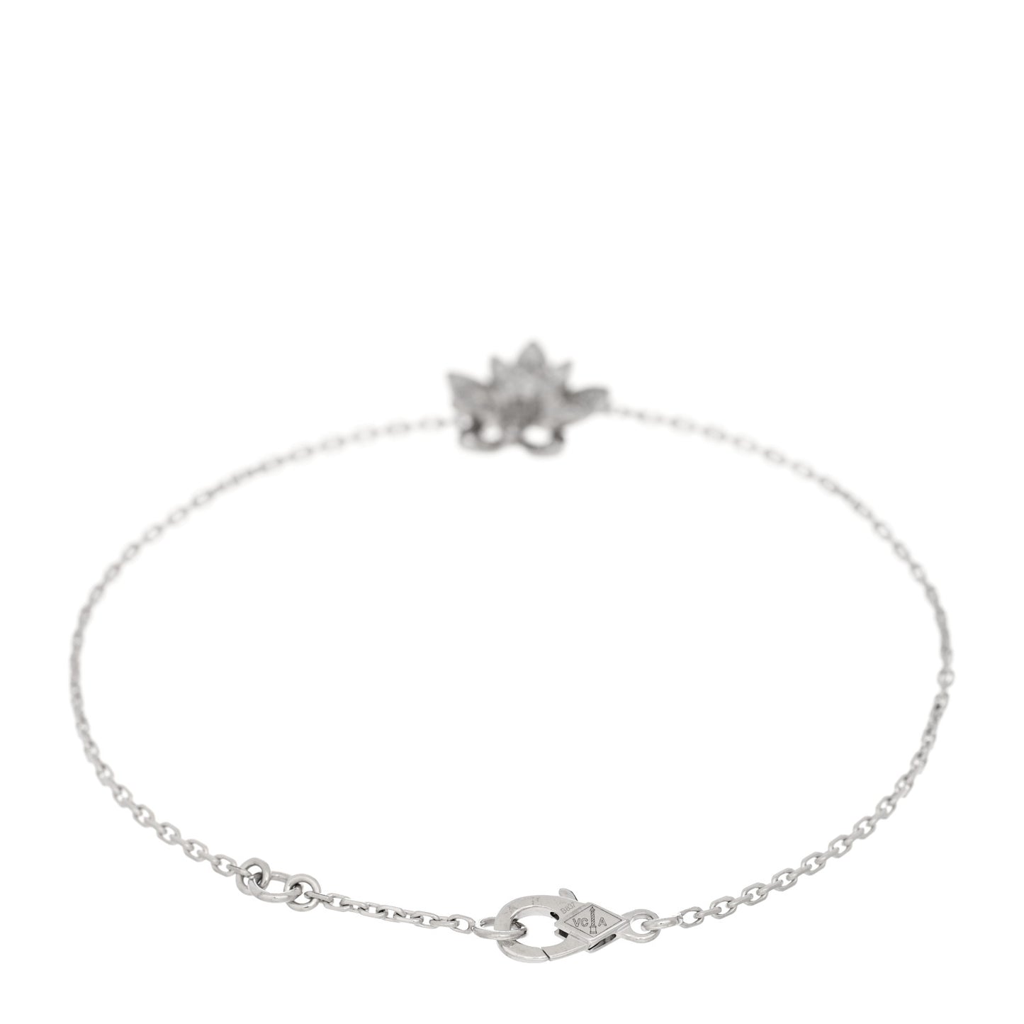18K White Gold Diamond Mini Lotus Openwork Bracelet