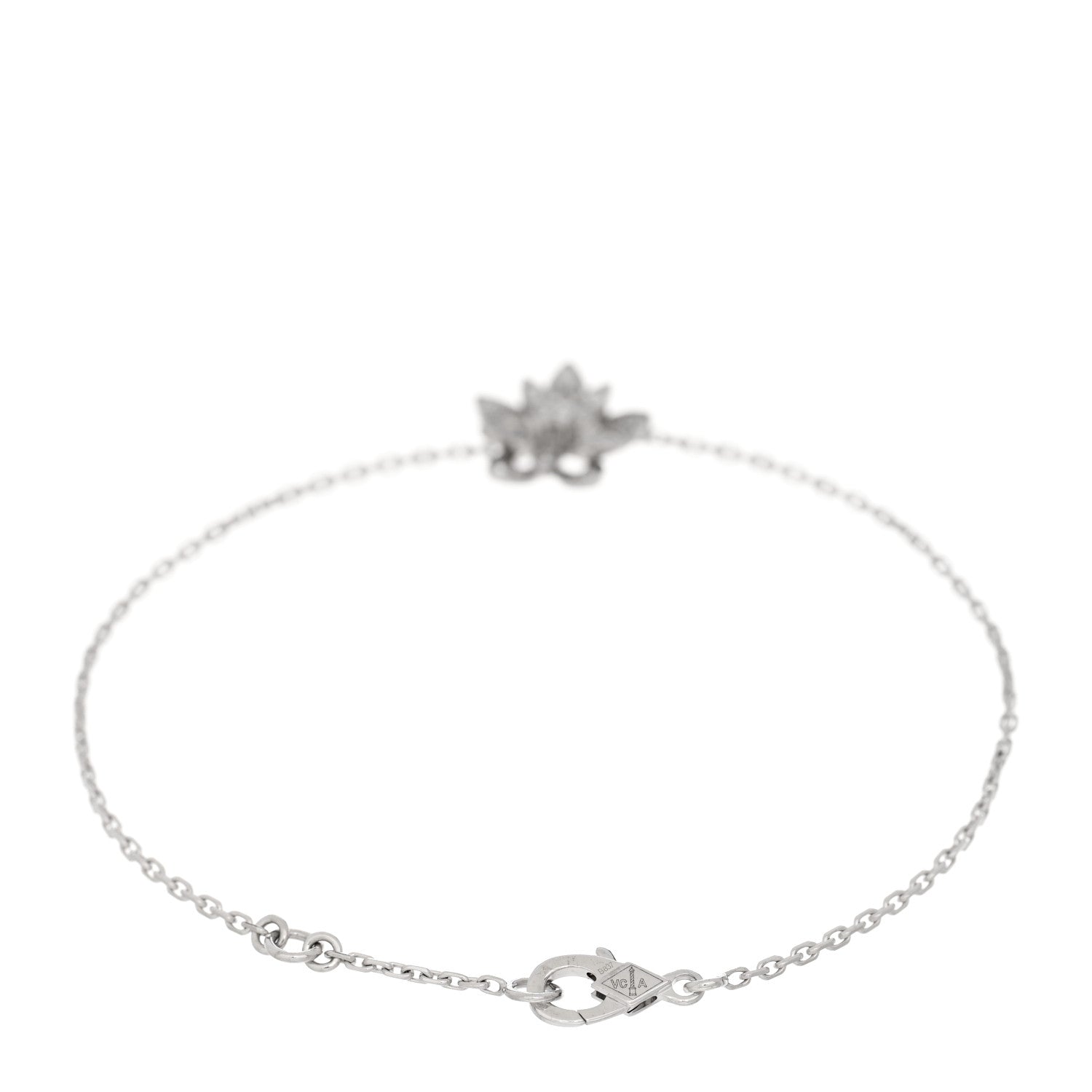 Van Cleef & Arpels 18K White Gold Diamond Mini Lotus Openwork Bracelet 2 of 4