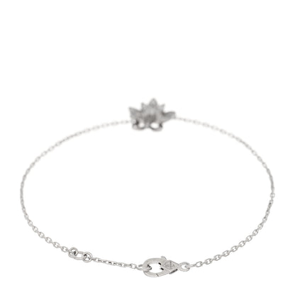 Van Cleef & Arpels 18K White Gold Diamond Mini Lotus Openwork Bracelet 2 of 4