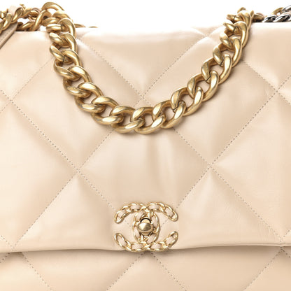 Chanel Goatskin Quilted Maxi 19 Flap Beige 10 of 10