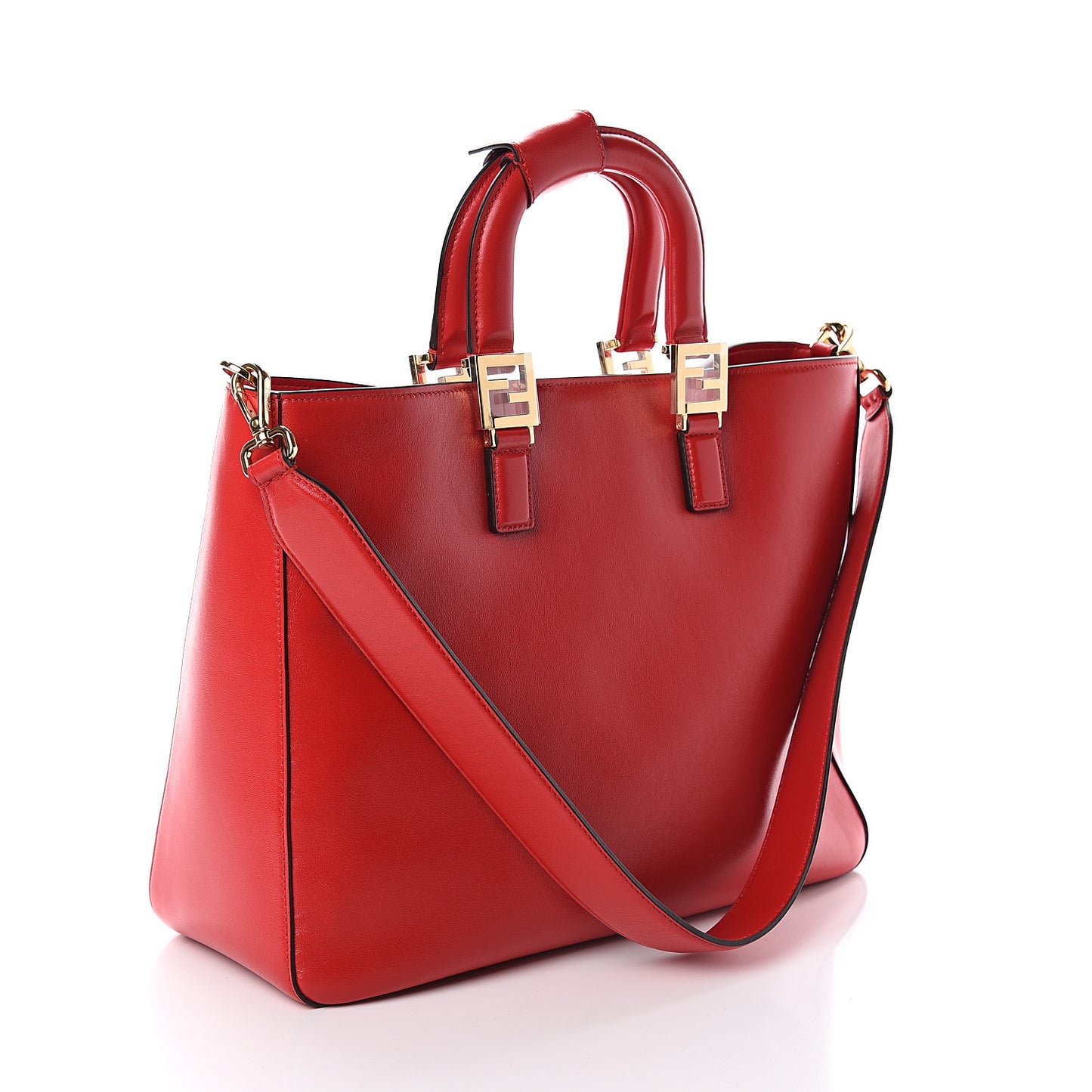 Vitello Glacier Medium FF Tote Rosso Cardinale