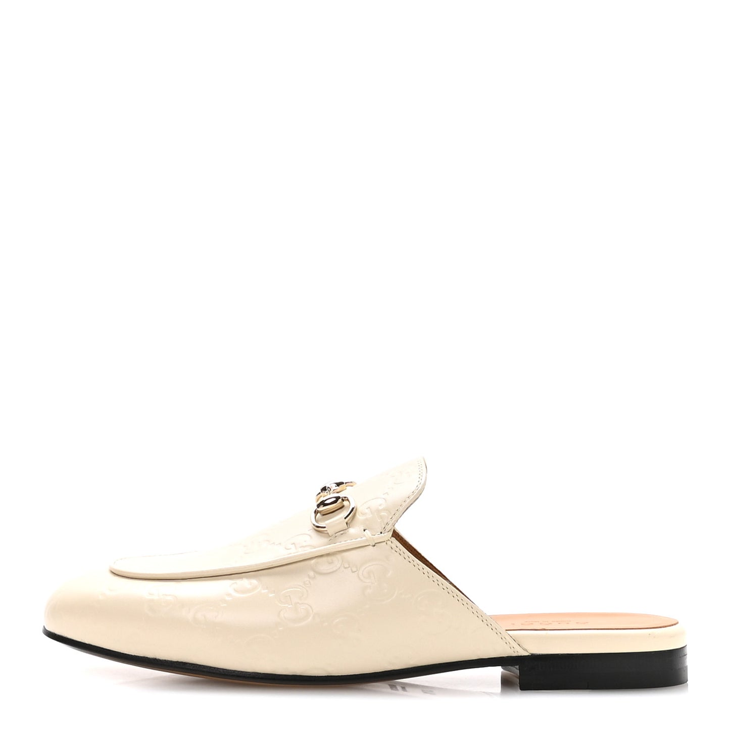Glamour Calfskin Guccissima Womens Princetown Slippers 37.5 Mystic White