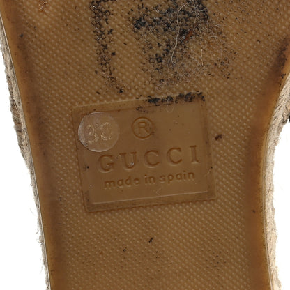 Gucci Monogram Matelasse GG Marmont Espadrille 20mm Slide Sandals 38 Beige Ebony Black 7 of 9
