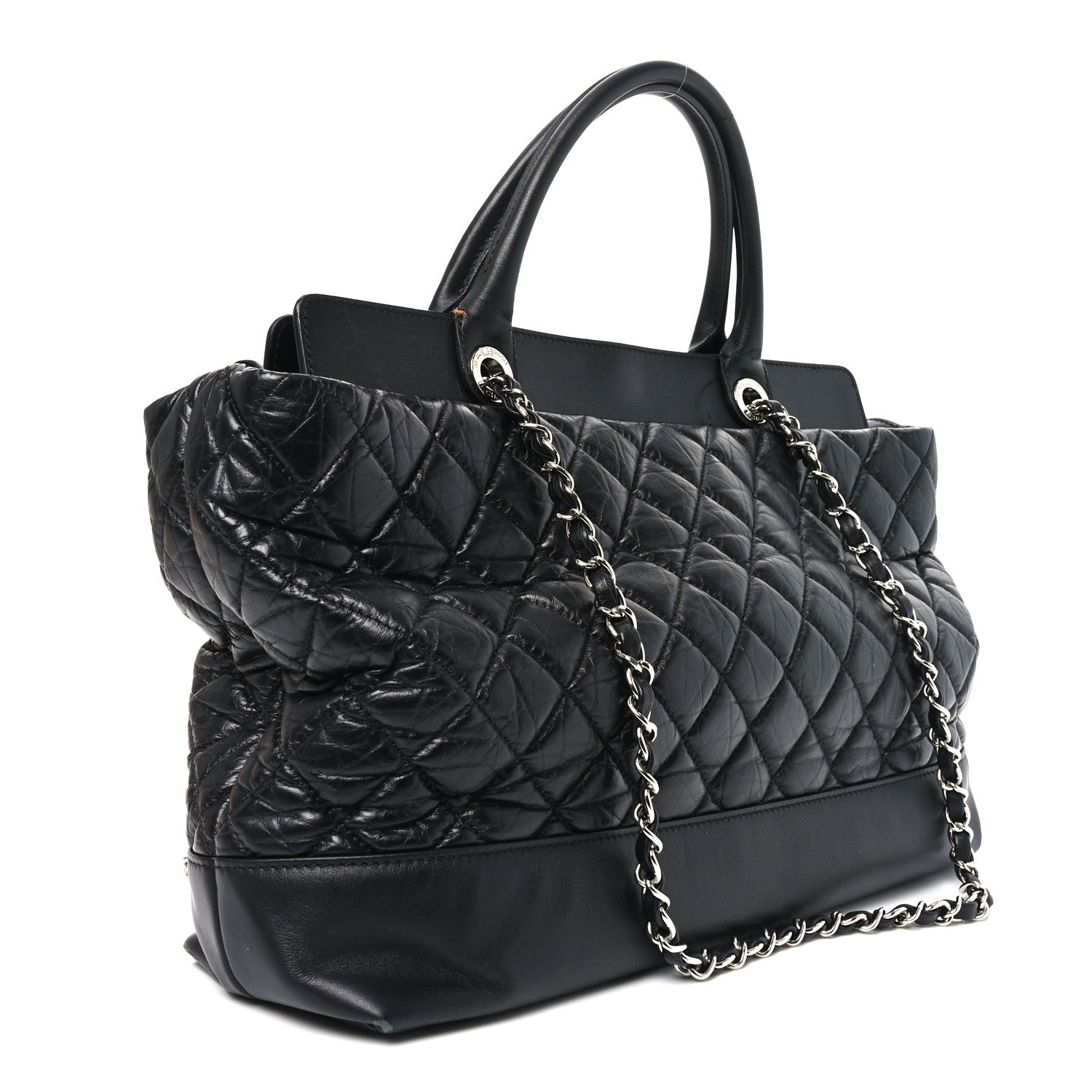 Chanel Aged Calfskin Quilted Be CC Tote Black 3 of 12