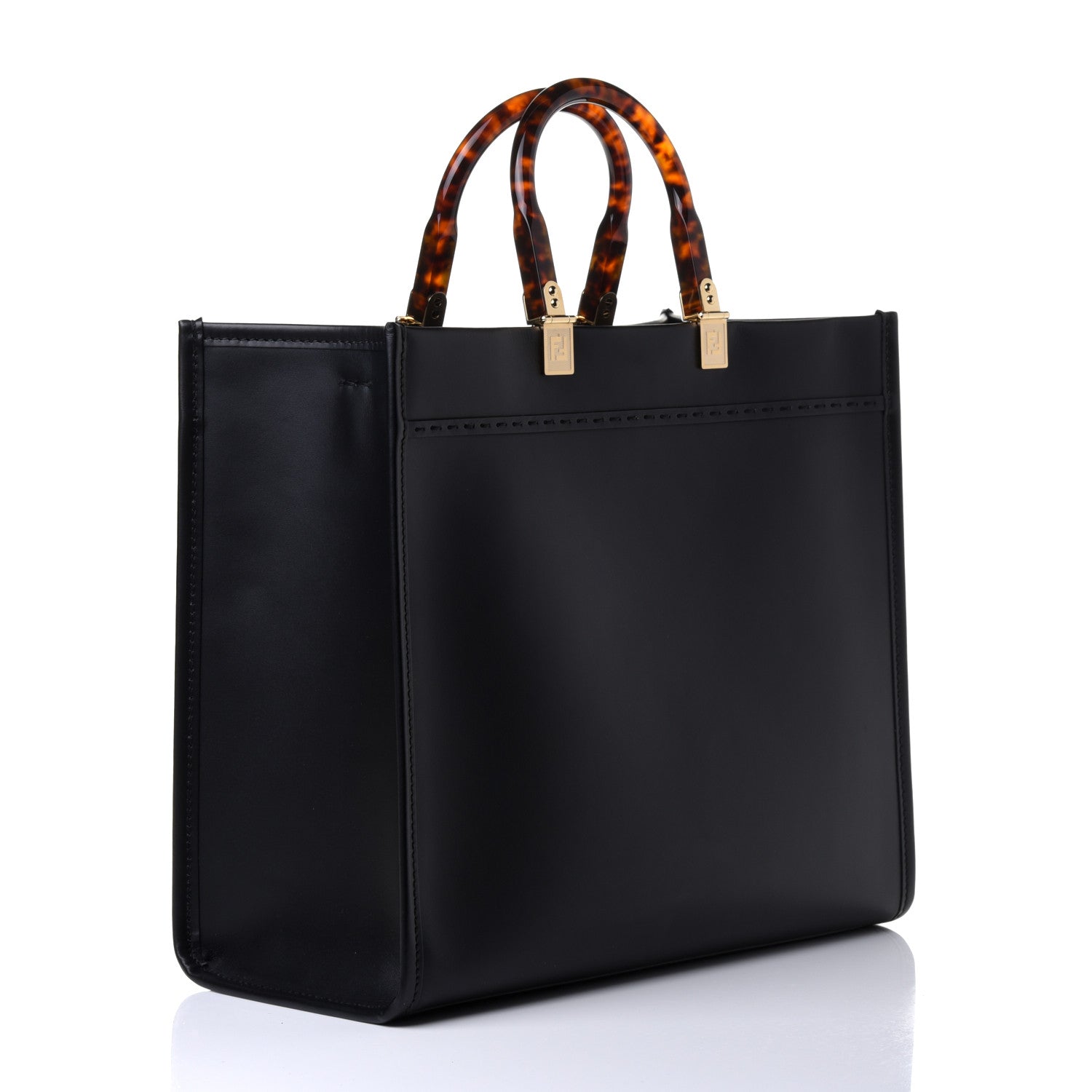 Fendi Vitello King Plexiglass Medium Fendi Sunshine Shopper Tote Black 2 of 4