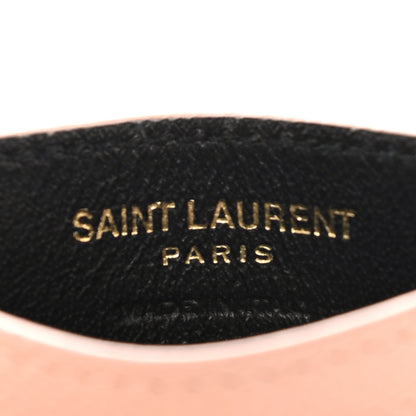Saint Laurent Grain De Poudre Matelasse Chevron Monogram Credit Card Case Pale Pink 5 of 6