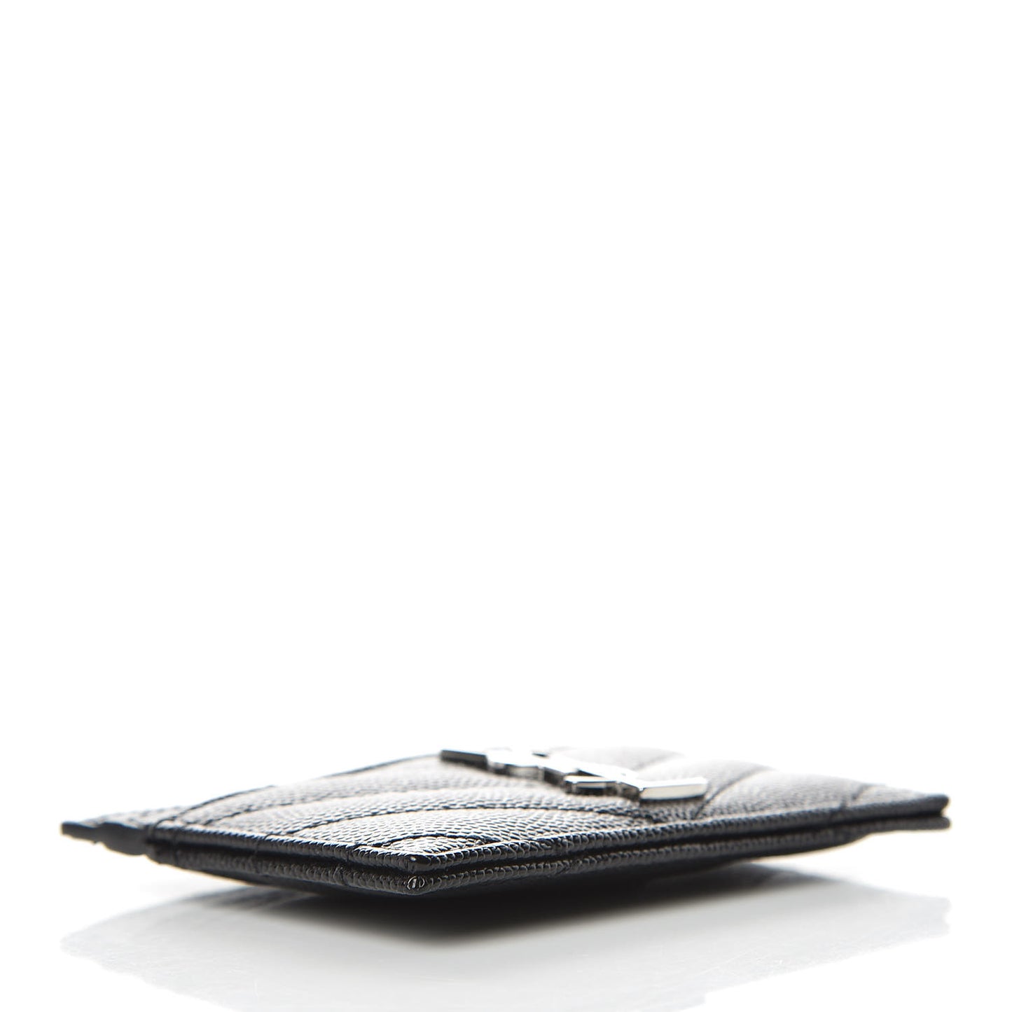 Grain De Poudre Matelasse Chevron Monogram Credit Card Case Black