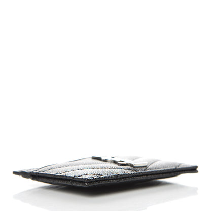 Saint Laurent Grain De Poudre Matelasse Chevron Monogram Credit Card Case Black 4 of 7
