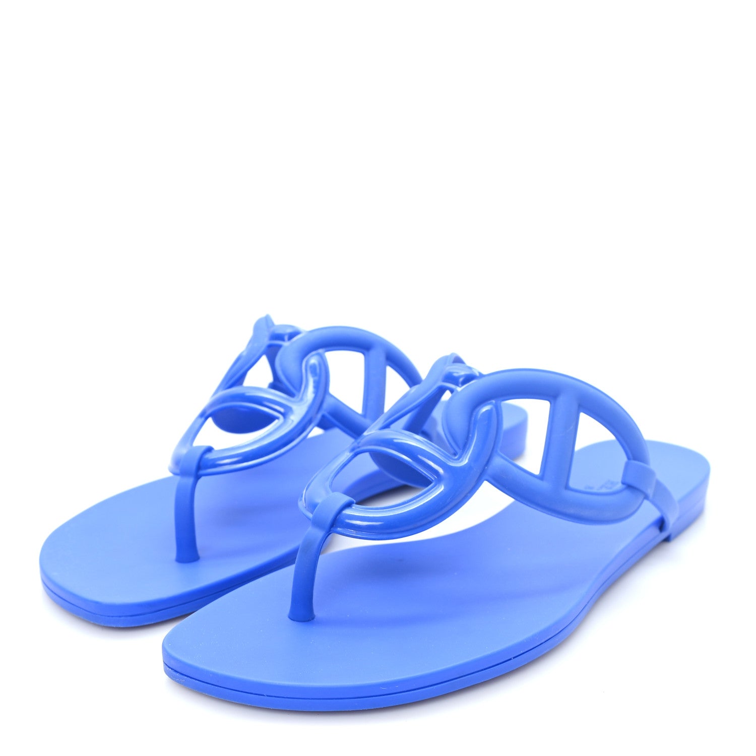 Hermes Rubber Womens Egerie Sandals  37 Bleu Outremer 4 of 9