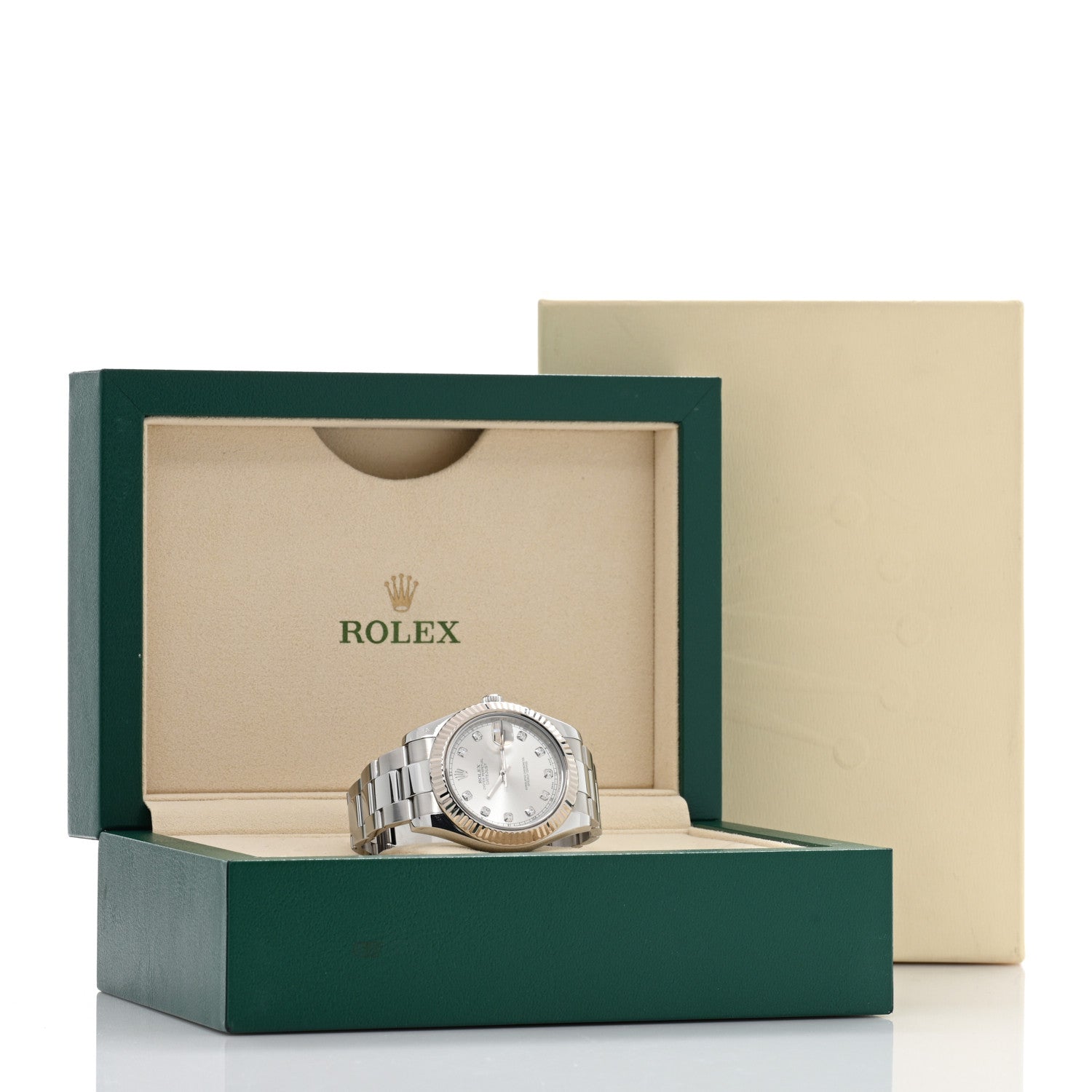 Rolex Stainless Steel 18K White Gold Diamond 41mm Oyster Perpetual Datejust Watch Silver 116334 5 of 5