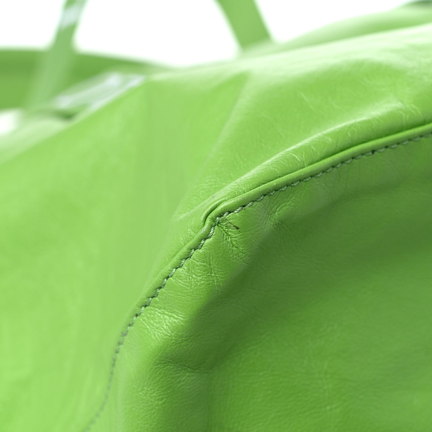 Paper Calfskin Fold Shopper Tote Bright Apple