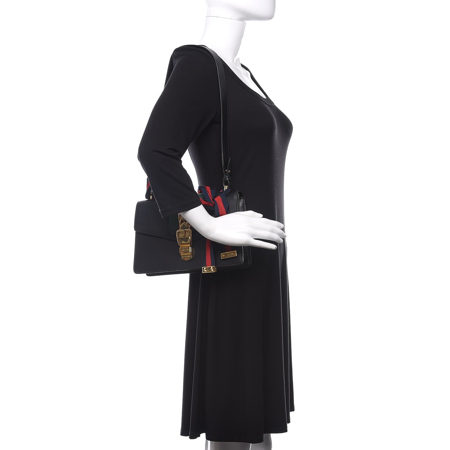 Gucci Calfskin Small Sylvie Shoulder Bag Black 2 of 11