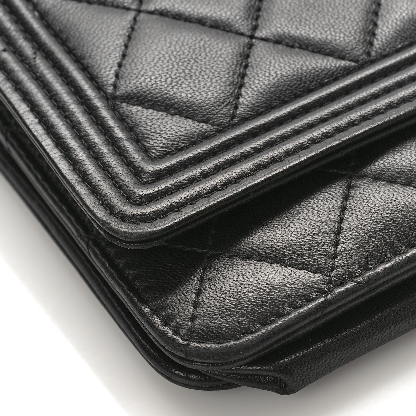 Lambskin Quilted Boy Wallet On Chain WOC Black