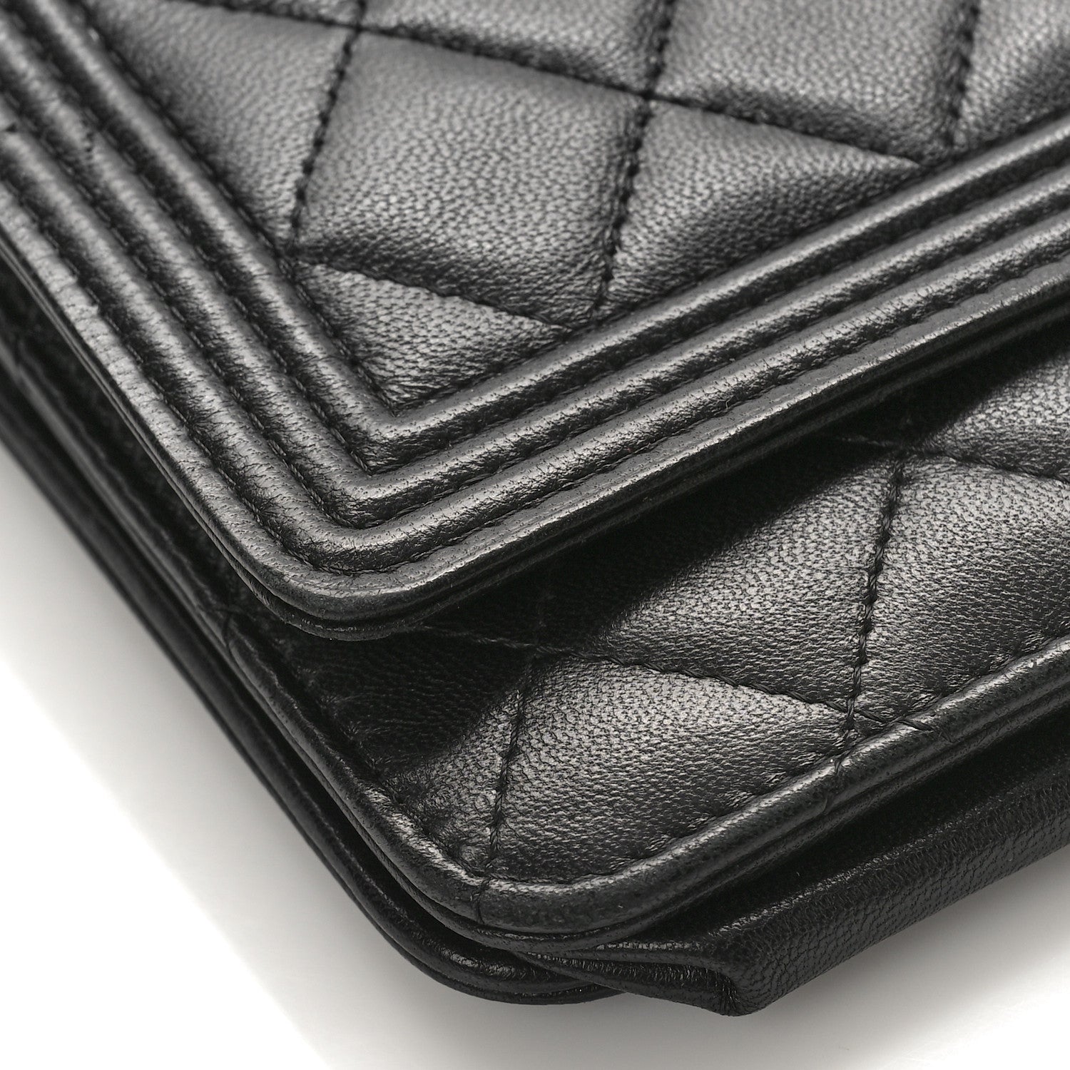 Chanel Lambskin Quilted Boy Wallet On Chain WOC Black 8 of 11