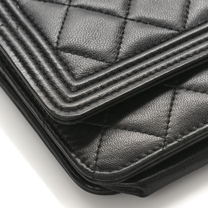 Chanel Lambskin Quilted Boy Wallet On Chain WOC Black 8 of 11
